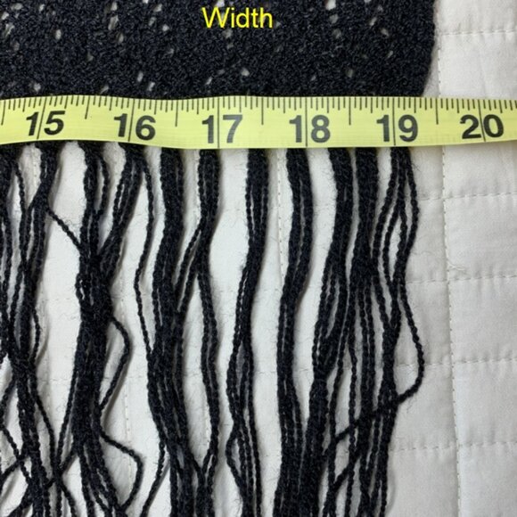 Hand-Knit Wool Black Scarf - Picture 5 of 5